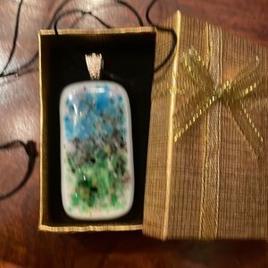 Gorgeous handcrafted stained glass pendant necklace with gift box